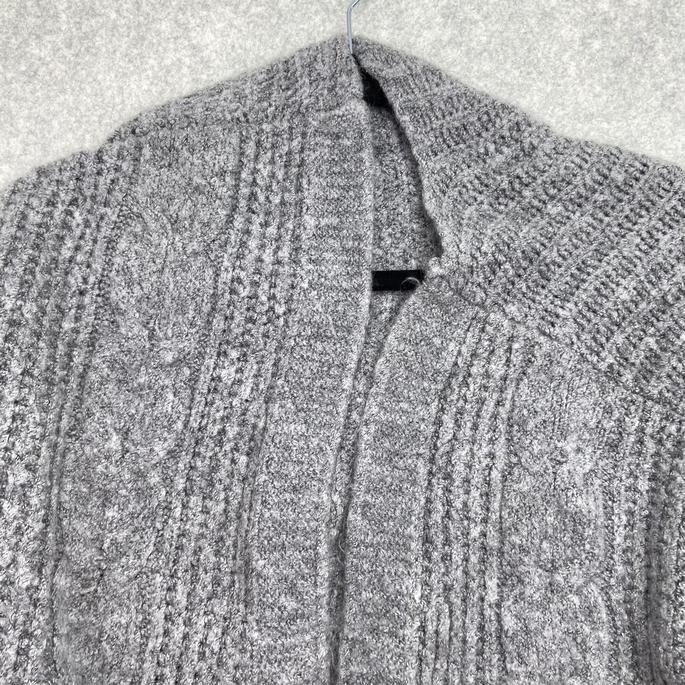 Abercrombie & Fitch Sweater Womens Large Gray Open Front Cable Knit Cardigan - Picture 3 of 12